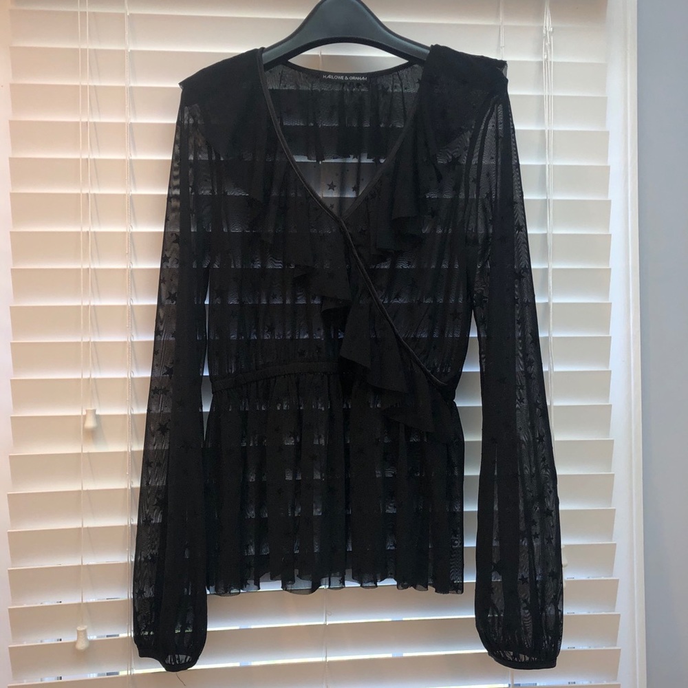 Harlowe & Graham Stars Black Peplum Top